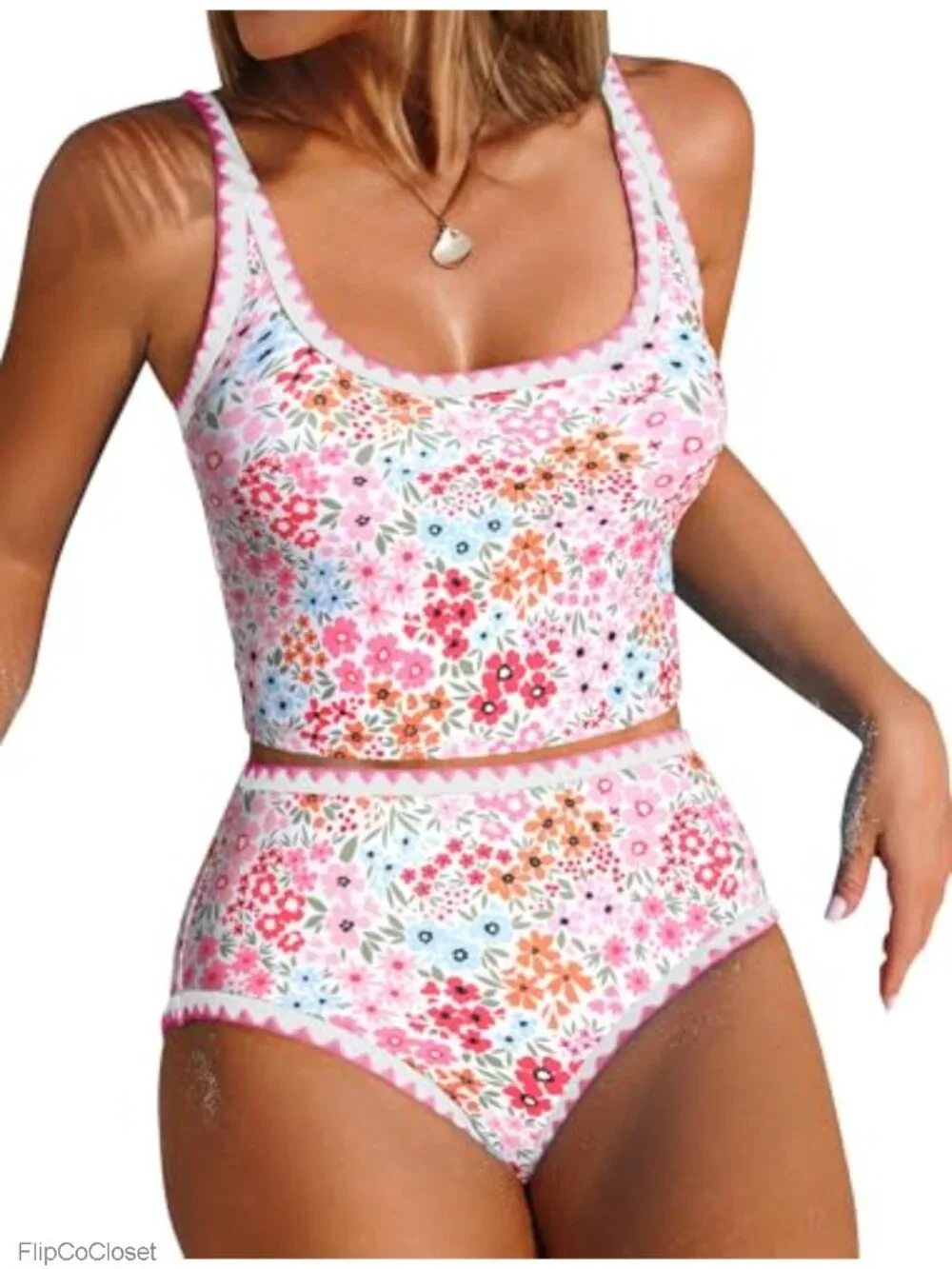 Tankini Swimsuit Tummy Control Two Piece Bathing Suit High Waisted